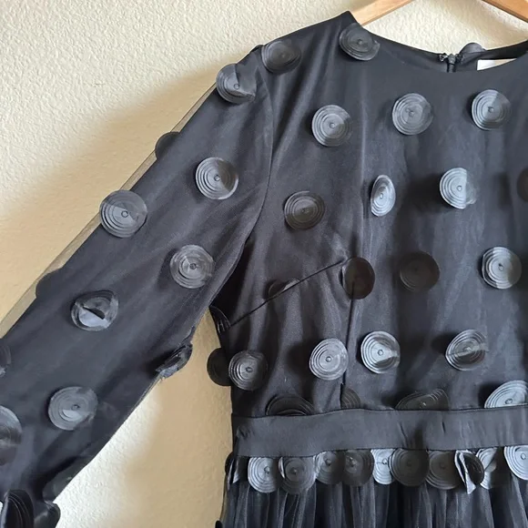 Dainty Jewells Black Polka Dot Applique Midi Dress - Picture 13 of 15